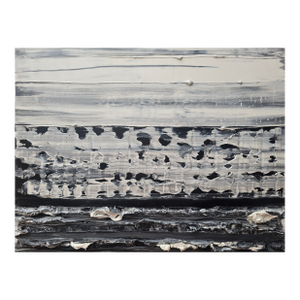 18.9" by 14.2" Emotional Topography — Horizon (No. 1) - Original Black and White Abstract Seascape, Oil Painting / Abstraction - Unframed
