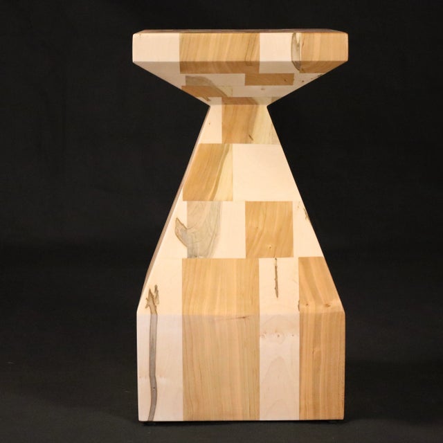 Mid-Century Modern Mosaic Pedestal Table, Solid Cherry and Maple Hard Wood, Artisan Crafted (Sn2523) For Sale - Image 3 of 14