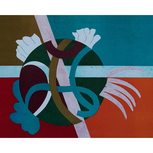 Orange Abstract - Original Lithograph by G. Raimondi - 1970s 1970s For Sale - Image 3 of 5