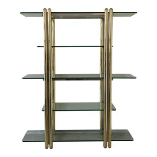 Vintage Italian 1980s Brass & Glass Étagère For Sale