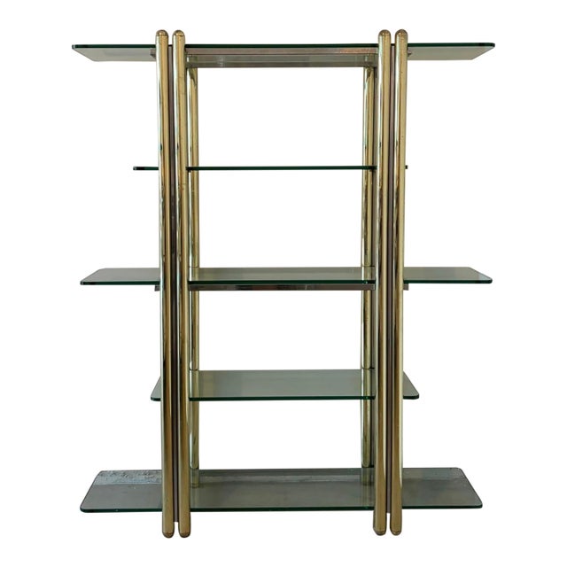 Vintage Italian 1980s Brass & Glass Étagère For Sale
