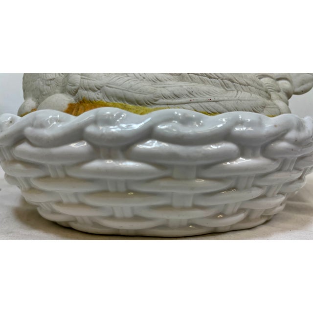 English Antique 19th Century Staffordshire Porcelain Hen on a Basketweave Nest From England For Sale - Image 3 of 12