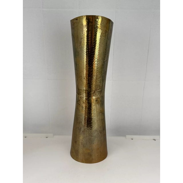 Italian Modern Hand-Beaten Brass Vase, 1970s For Sale - Image 11 of 12