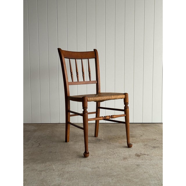 Brown Vintage Maple Dining Chairs With Hand-Woven Rush Seats, Set of Six For Sale - Image 8 of 18