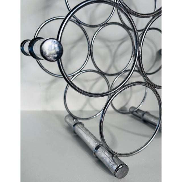Mid-Century Modern Vintage Faux Bamboo Wine Rack in Chrome Finish For Sale - Image 3 of 5