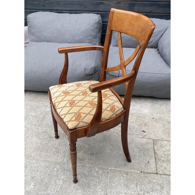 Antique Rustic Office Chair in Cherrywood and Fabric, 1950s For Sale - Image 11 of 18