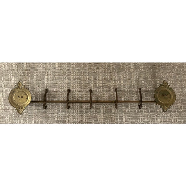 Late 20th Century Vintage English Manor Style Solid Brass Horse Head 5-Hook Entryway Coat Rack - 41" For Sale - Image 5 of 5