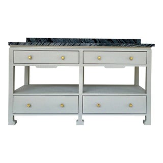 Made Goods Modern Gray Linen Double Sink Vanity For Sale