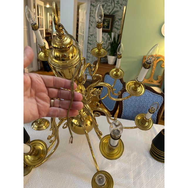 Late 20th Century Solid Brass Williamsburg Georgian Style 12 Arm Chandelier Attributed to Chapman For Sale - Image 12 of 12