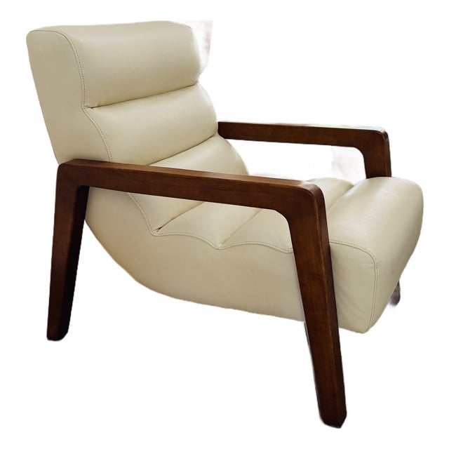 Modern Contemporary Lounge Chair by Opulence Home in Cream Upholstery For Sale