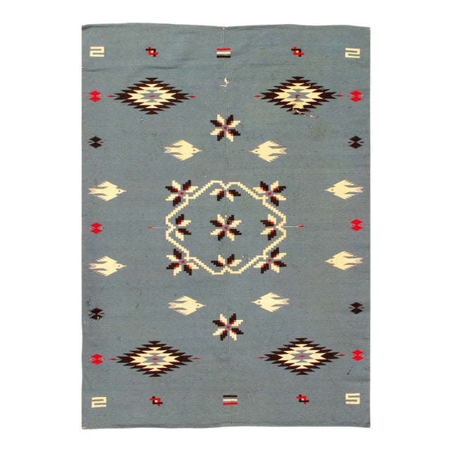 1980s Fine Hand Knotted Flat Weave Shiraz Rug For Sale