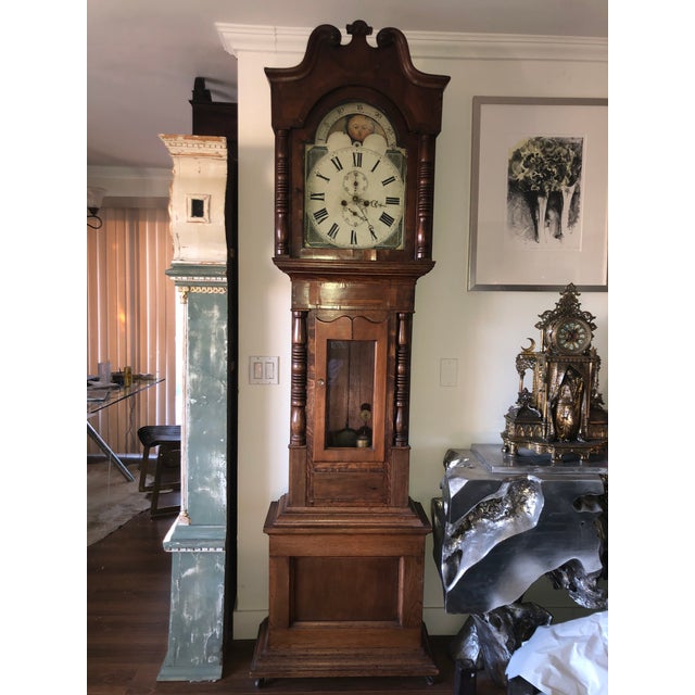 Antique Welsh Grandfather Clock With Moon Phase Dial Chairish