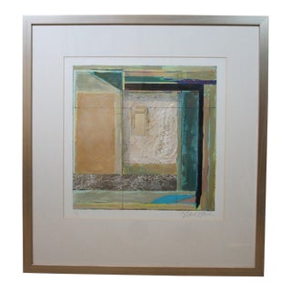 Late 20th Century Starlie Sokol Hohne 1/1 Abstract Geometric Expressionist Mixed Media Art, Framed For Sale