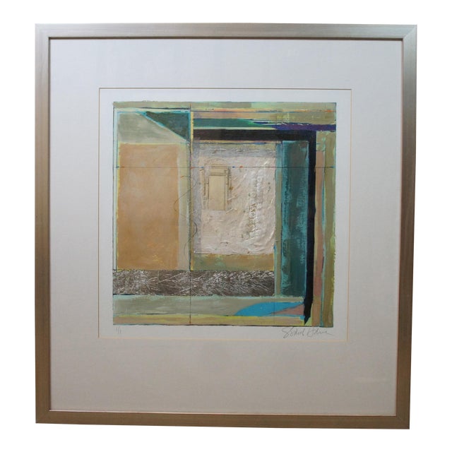 Late 20th Century Starlie Sokol Hohne 1/1 Abstract Geometric Expressionist Mixed Media Art, Framed For Sale