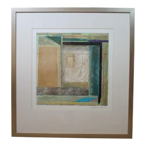 Late 20th Century Starlie Sokol Hohne 1/1 Abstract Geometric Expressionist Mixed Media Art, Framed