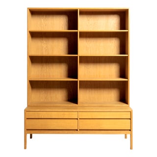 Scandinavian Oak Bookcase with Drawer Unit, 1960s For Sale