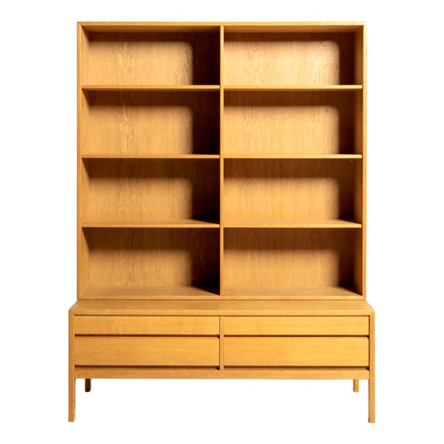 Scandinavian Oak Bookcase with Drawer Unit, 1960s For Sale
