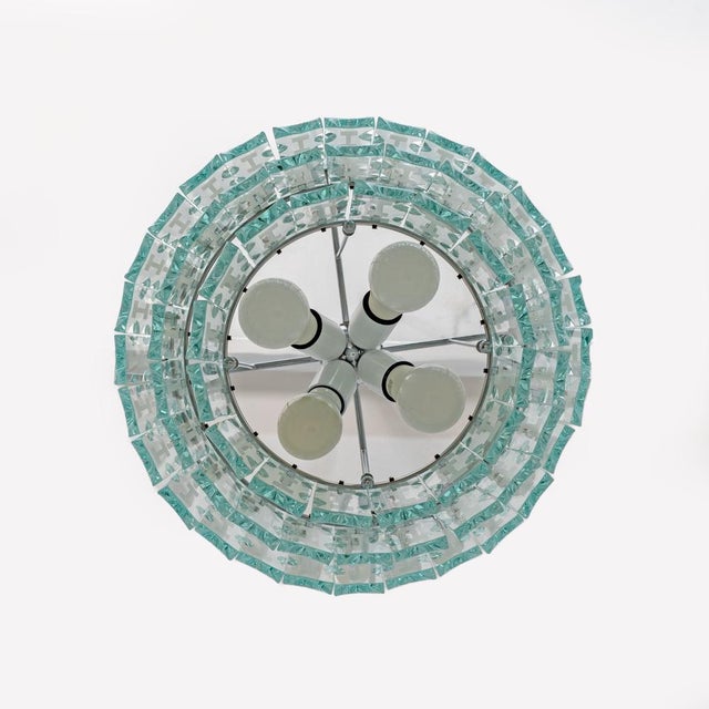 Metal Ground Crystal Chandelier attributed to Cristal Art, Italy, 1970s For Sale - Image 7 of 8