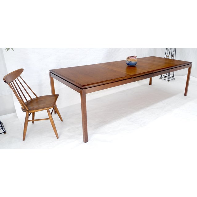 Wood Danish Mid Century Modern Rectangle Walnut Dining Table w 2x18" Leaves MINT For Sale - Image 7 of 18