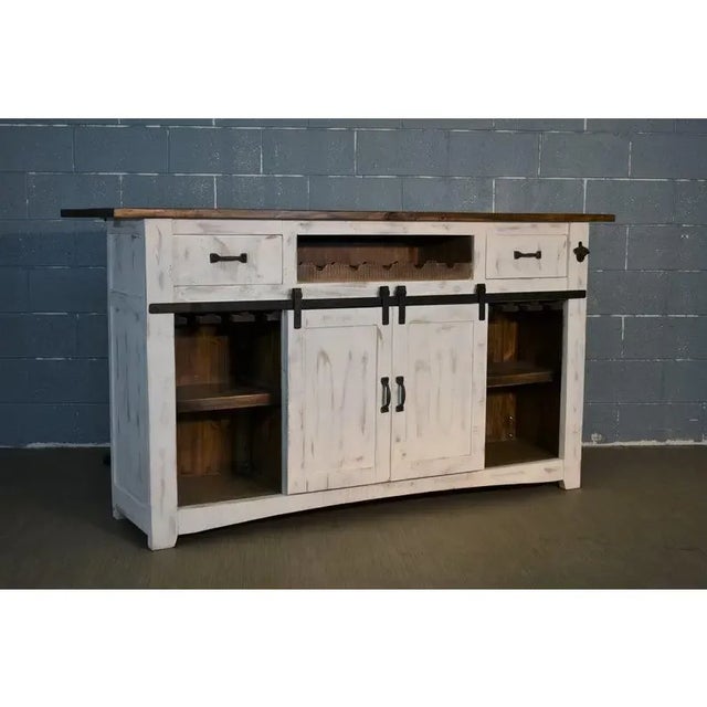 Crafters and Weavers Greenview Bar Counter in Distressed White For Sale - Image 4 of 7