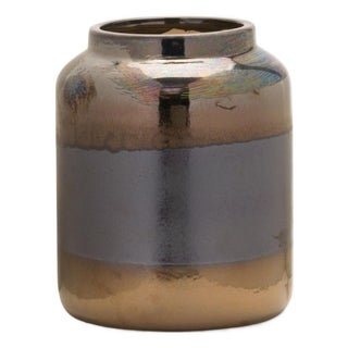 Modern Two Tone Vase with Irredescent Finish 7.5"H For Sale