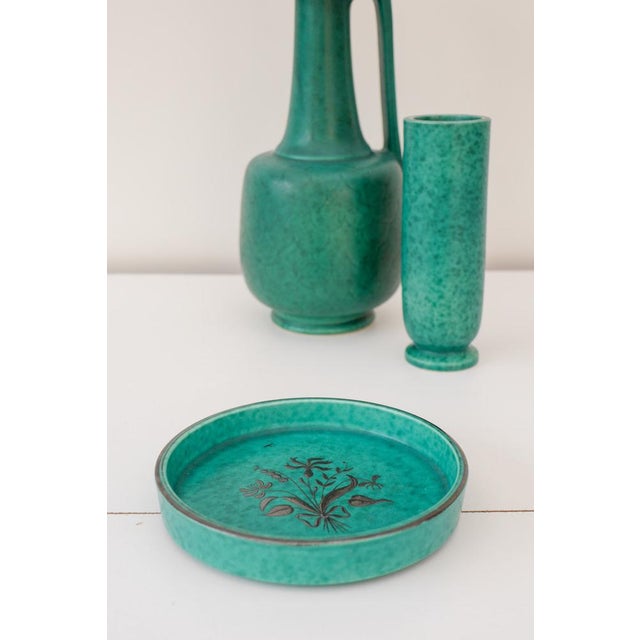 1930s Art Deco Swedish Grace Argenta Plate by Wilhelm Kåge for Gustavsberg, Sweden, 1930s For Sale - Image 5 of 11