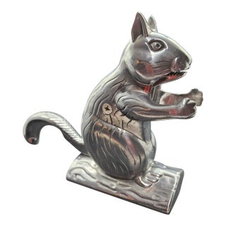 Vintage Squirrel Nutcracker Nutty Cast Aluminum Holiday Home Decor 8" Long For Sale