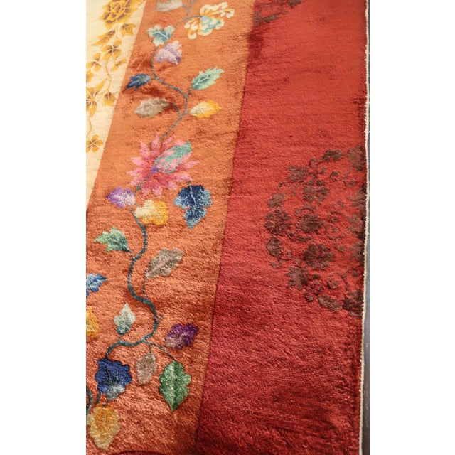 Antique Art Deco Chinese Carpet, Unusual, 8'10" X 11'6" For Sale - Image 11 of 11