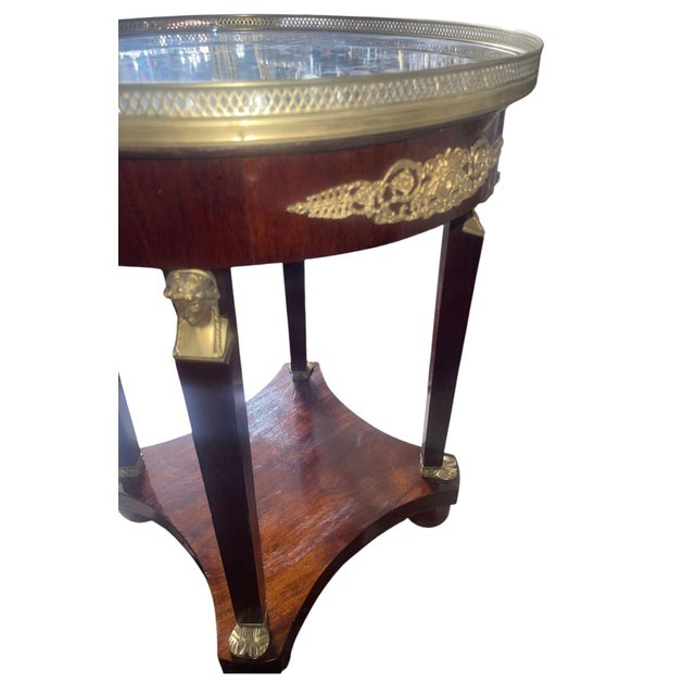 Bronze Late 19th Century French Empire Style Marble-Top Side Table With Bronze Mounts For Sale - Image 8 of 9