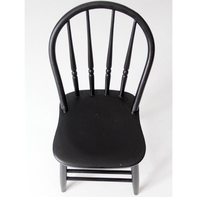 Wood Vintage Black Painted Windsor Spindle Back Chair For Sale - Image 7 of 14