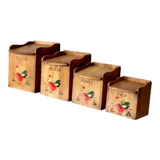 Mid-Century Kitchen Rooster Canisters - Set of 4 For Sale