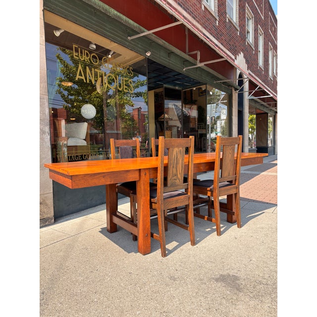 Brown 1920s Maple & White Oak Dining Table For Sale - Image 8 of 9