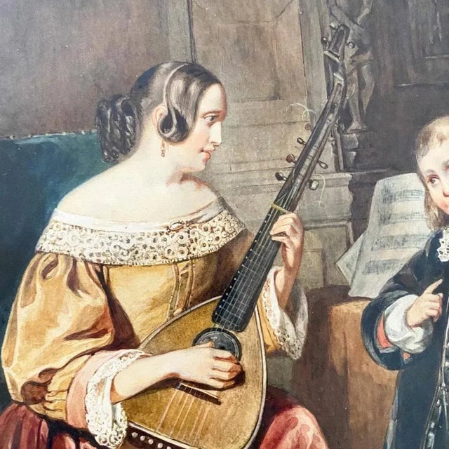 Gertrude Maria, Figurative Scene, 1880, Watercolor, Framed For Sale - Image 4 of 9