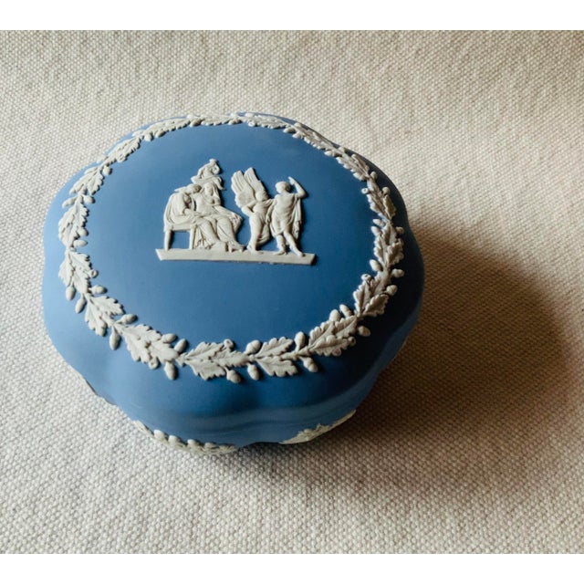 Vintage Wedgwood Blue Jasperware Scalloped Trinket Box - East Hampton Estate Find For Sale - Image 15 of 18