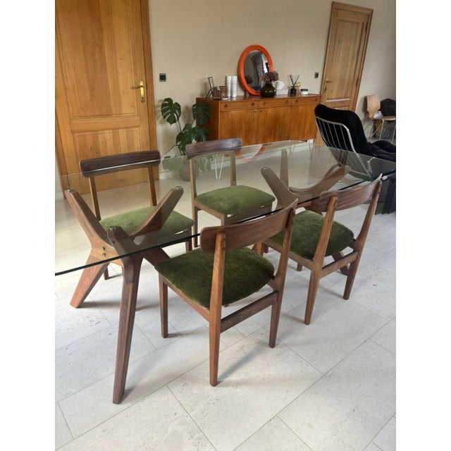 Scandinavian Green Velvet Chairs, 1970s, Set of 4 For Sale - Image 3 of 10