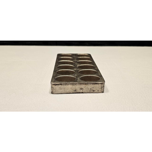 Metal Antique French Nickel-Plated 12-Cavity Pastry Mold For Sale - Image 7 of 18
