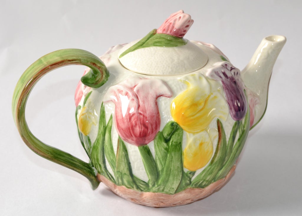 1993 Vintage Fitz & Floyd Majolica Ceramic Embossed Tulip Flowers