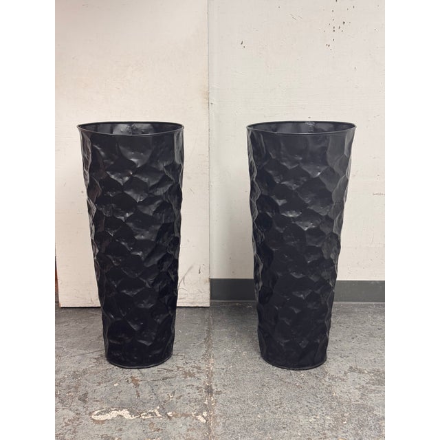 Black Vintage Hammered Planters, Pair For Sale - Image 8 of 12