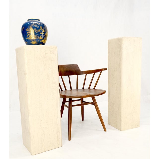 Two pedestals one measures 11" x 11" x 39" the other measures 11" x 11" x 35" Listed dimensions are for taller piece,...
