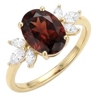 Red Garent Cluster Style Engagement Ring - 925 Silver Handmade Ring Us 7 (All Sizes Available) For Sale
