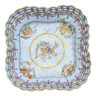 Antique Napoleon III Gilt Porcelain Serving Dish from Sèvres, 1870 For Sale
