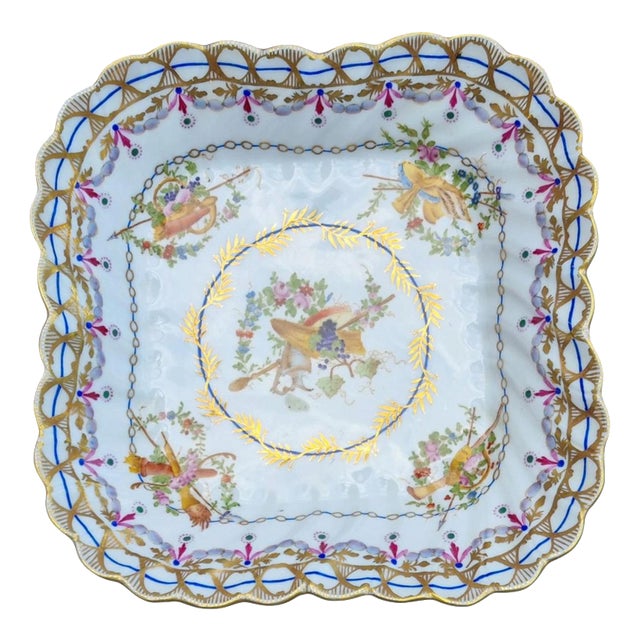 Antique Napoleon III Gilt Porcelain Serving Dish from Sèvres, 1870 For Sale