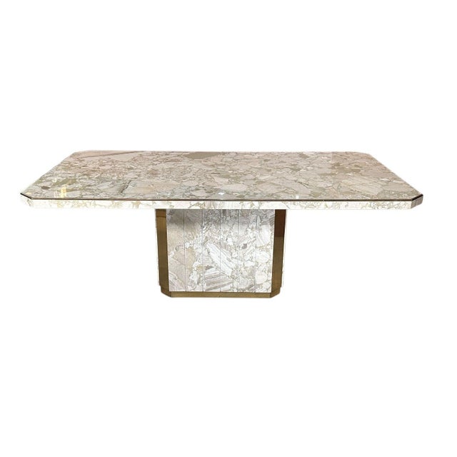 Mid-Century Modern Willy Rizzo for Jean Charles Italian Marble & Brass Dining Table, 1960 For Sale - Image 3 of 7