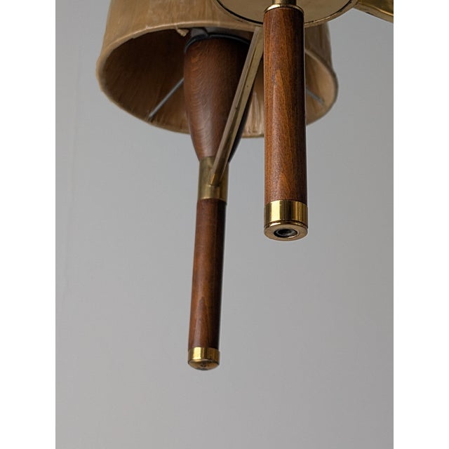 Danish 5-Arm Chandelier in Wood and Brass, 1950s For Sale - Image 17 of 18