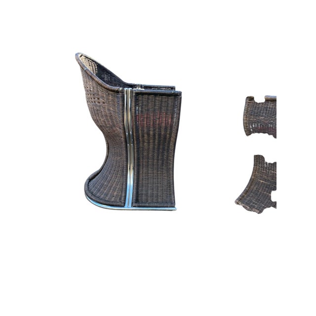 Set of Late 20th Century Pieff Wicker and Chrome Venus Chairs, 1980 For Sale - Image 11 of 13