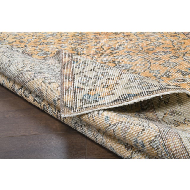 Vintage Turkish Handmade Wool Cotton Orange Rug For Sale - Image 10 of 11