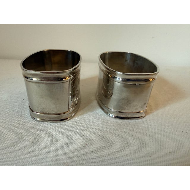 Vintage Silver Plated French Napkin Rings Monsieur & Madame, Set 2 For Sale - Image 12 of 12