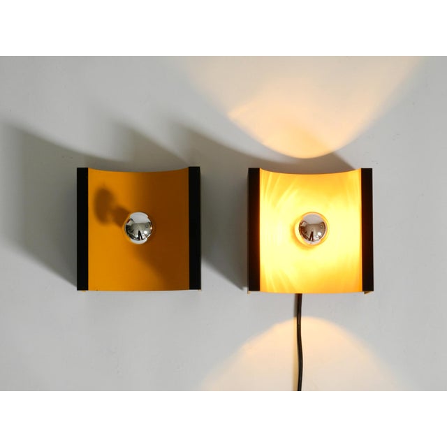 Metal Space Age Metal Wall Lamps in Yellow and Black by Klaus Hempel for Kaiser Leuchten, 1960s, Set of 2 For Sale - Image 7 of 18