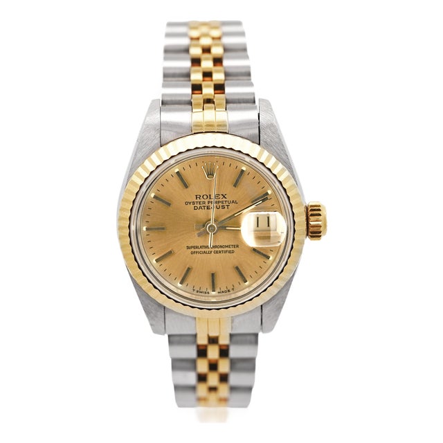 Mid 20th Century Rolex Datejust 69173 Vintage 2 Tone 26mm Fluted Jubilee Watch For Sale