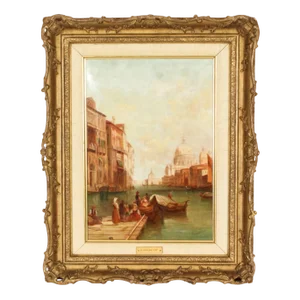 Alfred Pollentine, Grand Canal Venice, 19th Century, Oil on Canvas, Framed